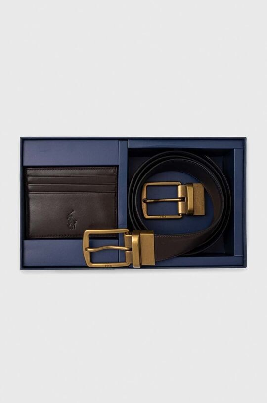 

Кожаный ремешок и футляр для карточек Polo Ralph Lauren, коричневый