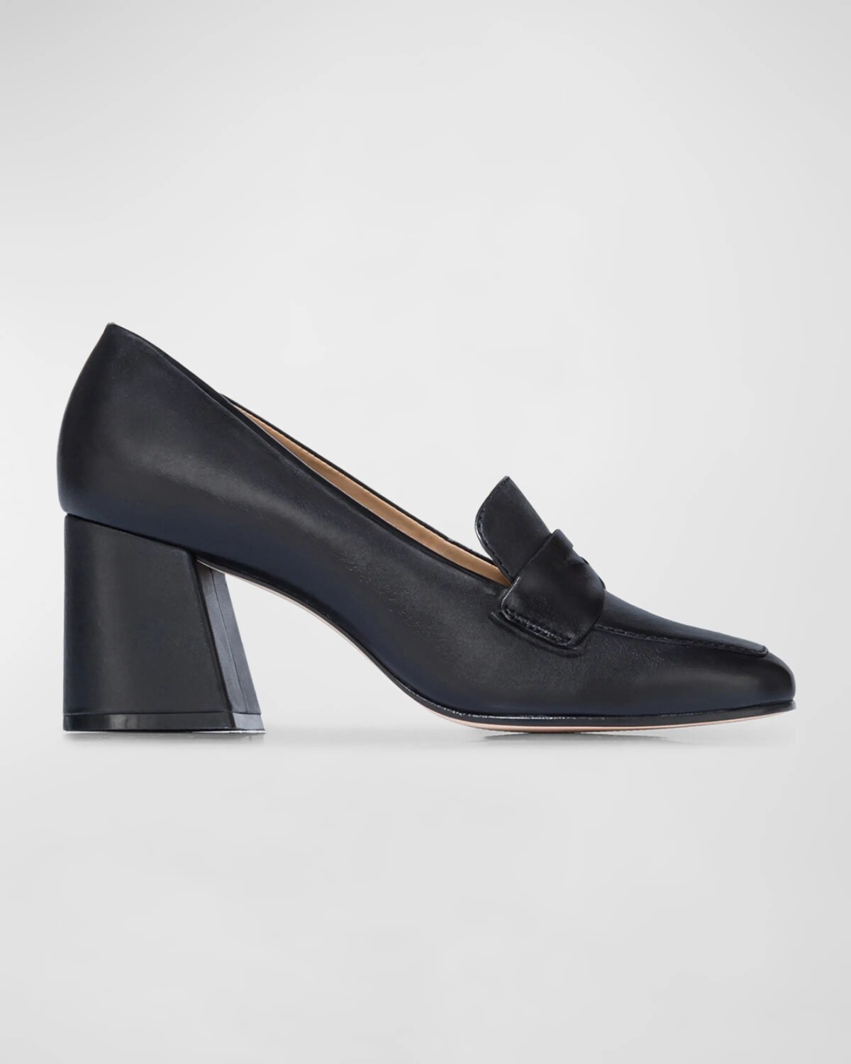 

Кожаные лоферы Nessa на каблуке Bernardo, цвет Black Antique Calf