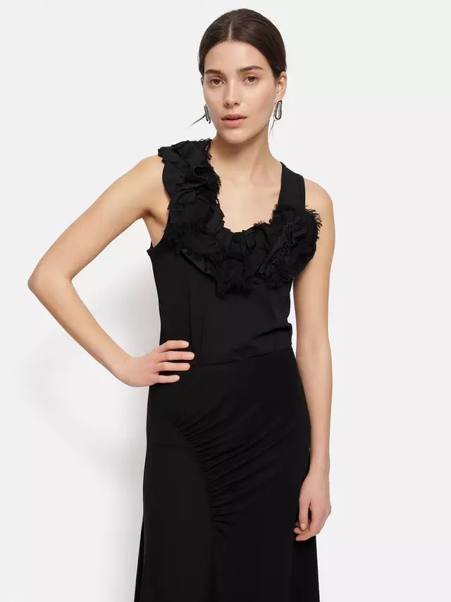 

Топ Jigsaw Ruffle Trim Jersey, черный