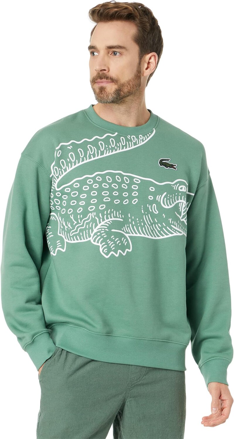 

Свитер свободного кроя с длинными рукавами и круглым вырезом под крокодила Lacoste, цвет Ash Tree
