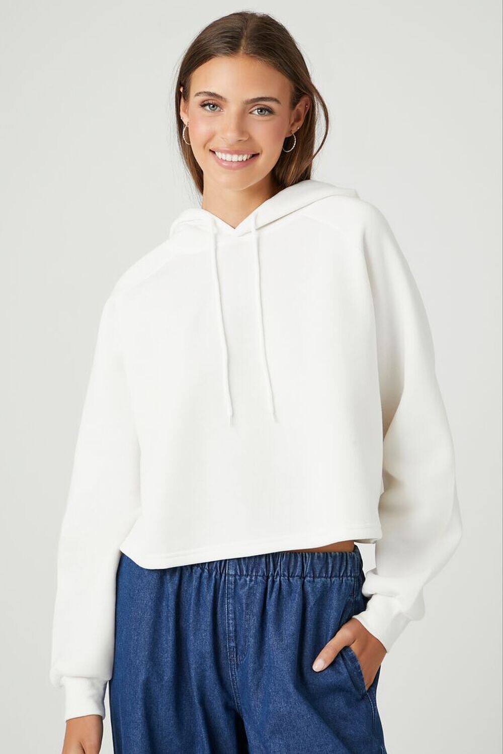 

Флисовая толстовка с рукавами реглан Forever 21, белый