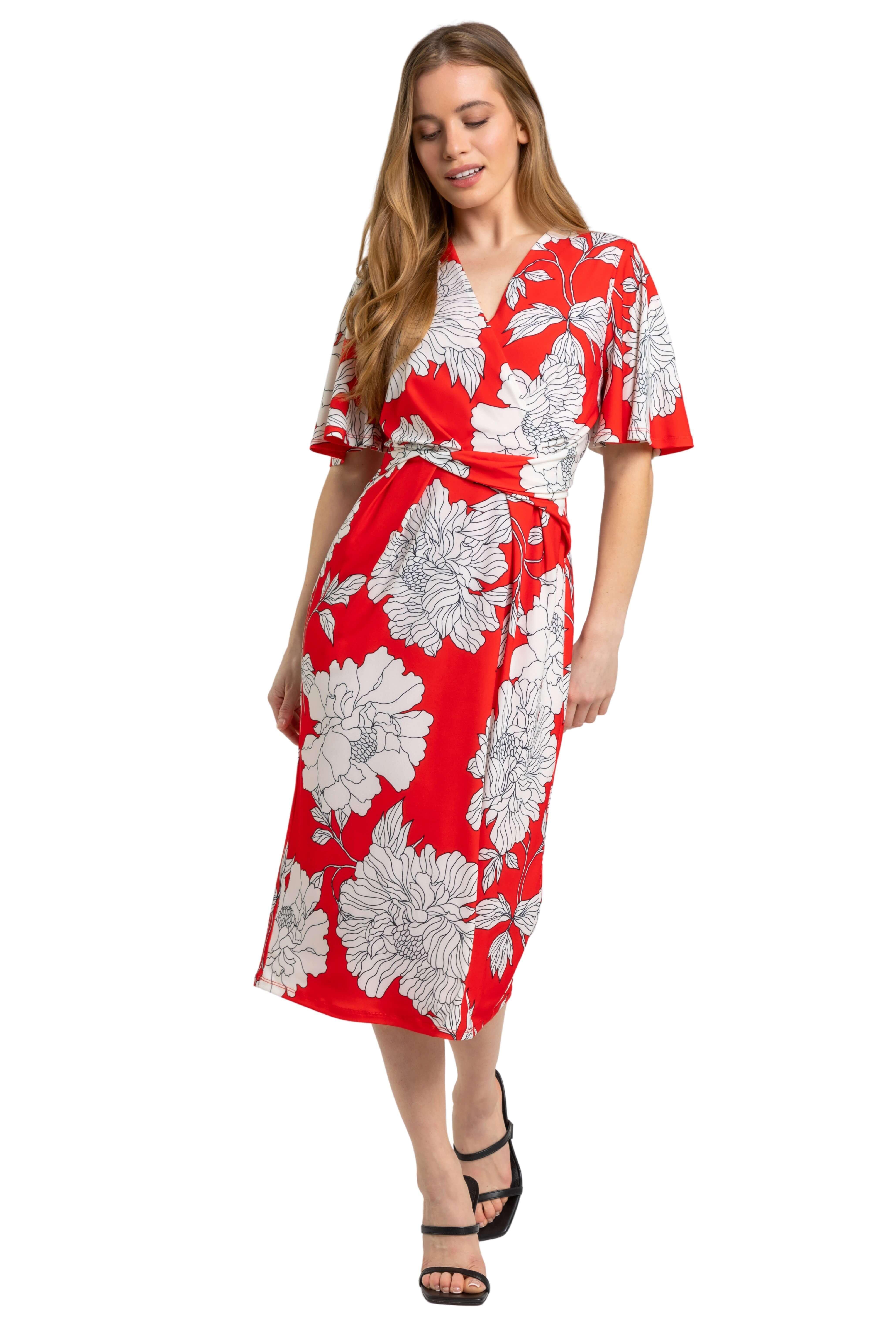 Платье Petite с рукавами-ангелками и рюшами Roman, красный платье deniza с цветочным принтом 44 размер новое