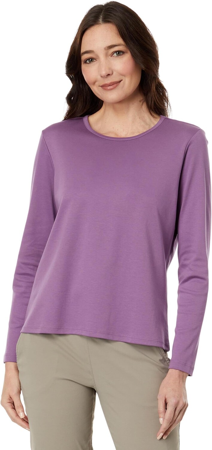 

Petite Pima с круглым вырезом и длинными рукавами L.L.Bean, цвет Violet Chalk