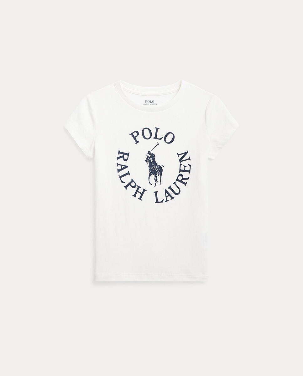 

Белая хлопковая футболка для девочки Polo Ralph Lauren, белый