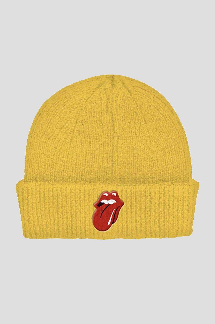 72 Шапка-бини с язычком Rolling Stones, желтый шапка бини шапка зимняя мужская женская кусто осенняя шапка шапка укороченная короткая шапочка с подворотом шерстяная