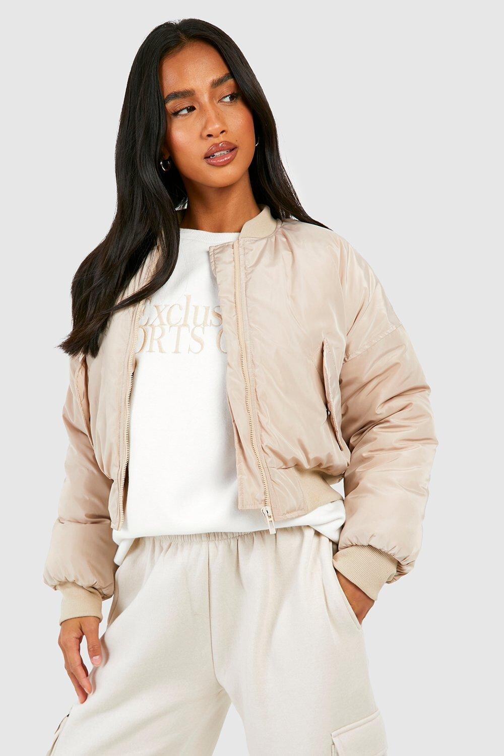 

Укороченная куртка-бомбер Boohoo, серый