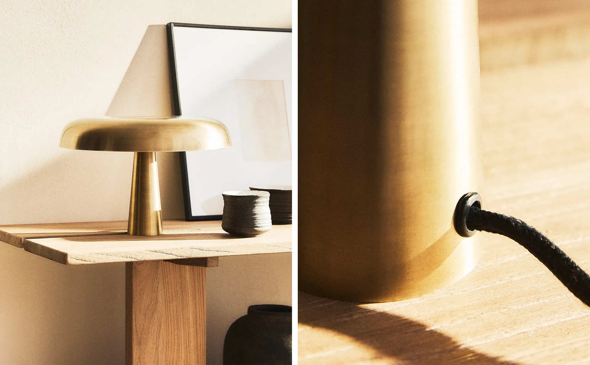 

Монохромная металлическая настольная лампа Zara Home, золотой