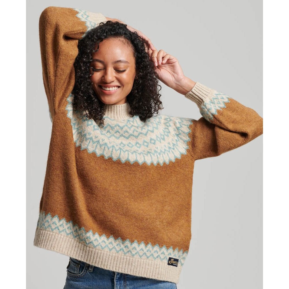 

Свитер Superdry Slouchy Pattern Crew Neck, бежевый