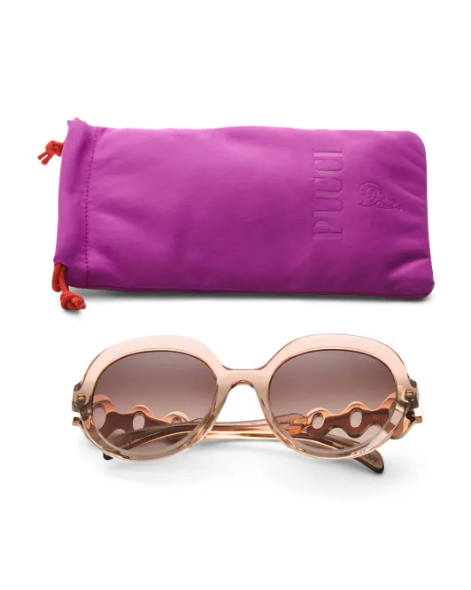 

Круглые солнцезащитные очки 55 мм Emilio Pucci, цвет Orange