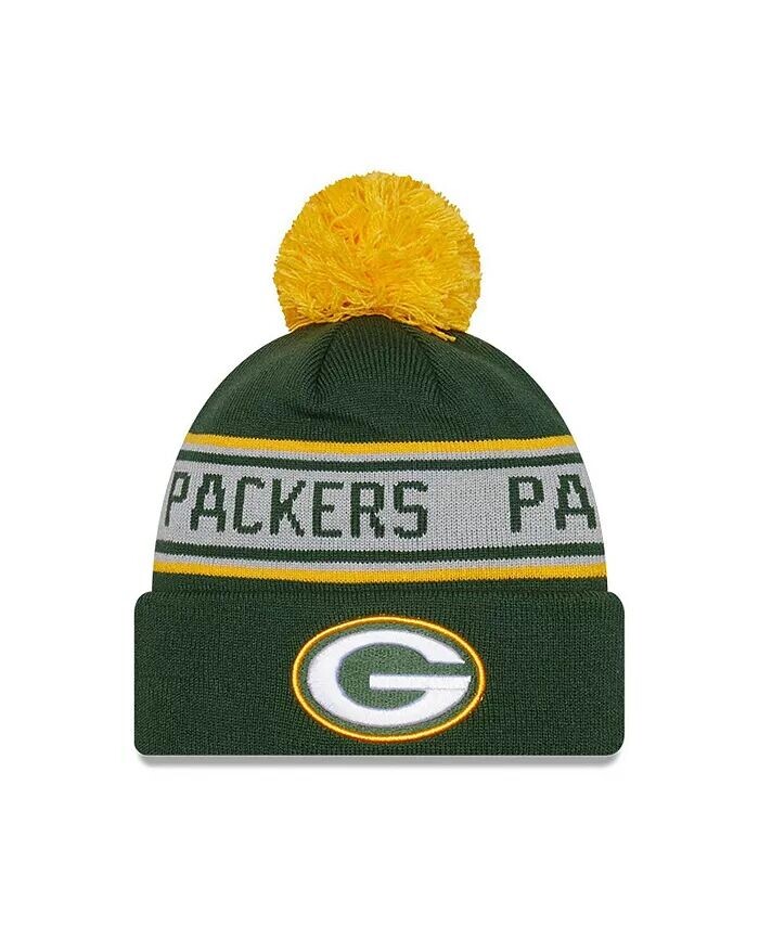 

Зеленая вязаная шапка Green Bay Packers с манжетами и помпоном для мальчиков и девочек дошкольного возраста New Era, зеленый