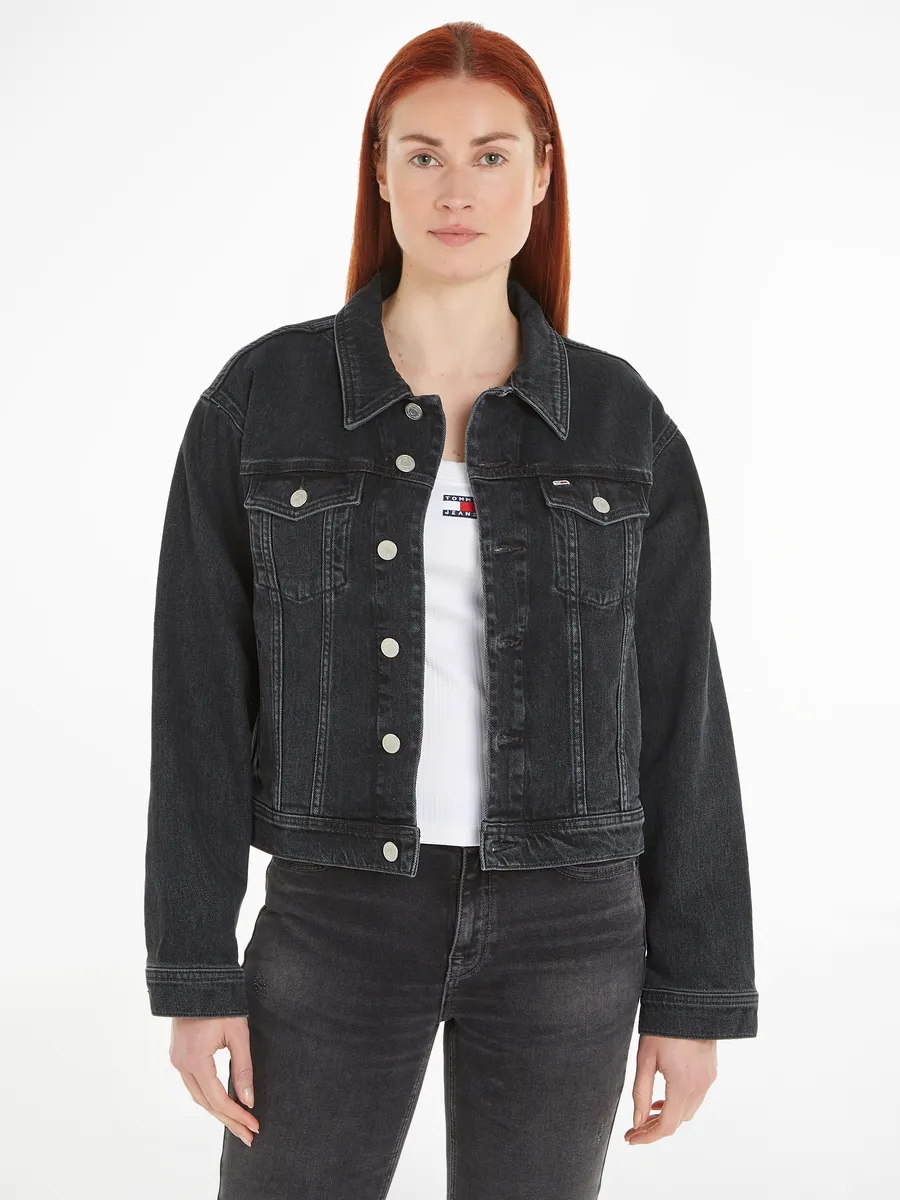 

Джинсовая куртка Tommy Jeans "MOM CLS JACKET CG4181", с нашивкой в ​​виде бревен, черный