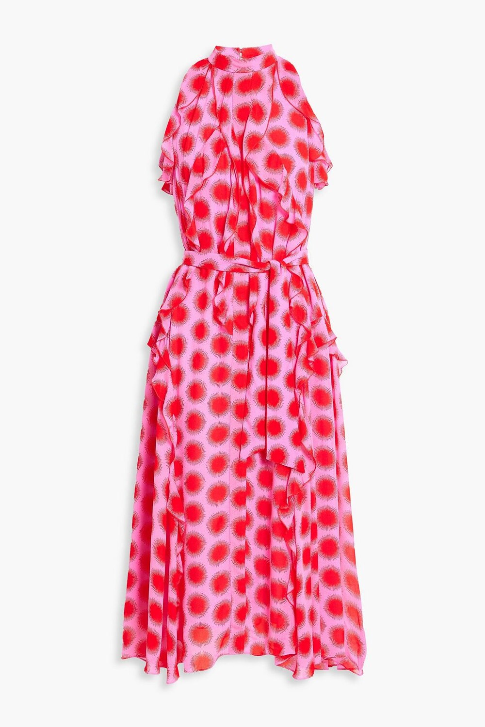 

Платье миди Trudy из крепа с принтом и оборками DIANE VON FURSTENBERG, розовый
