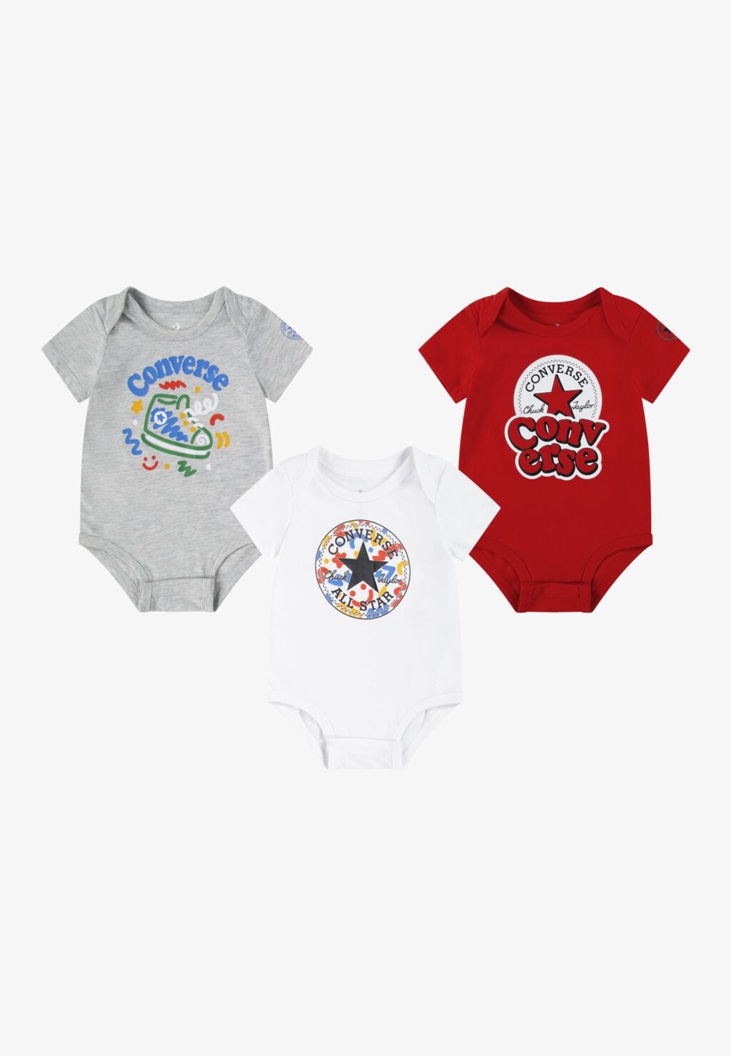 

НАБОР БОДИ SQUIGGLE 3 — принт на футболке SQUIGGLE 3 PACK BODYSUIT Converse, цвет white/red/grey