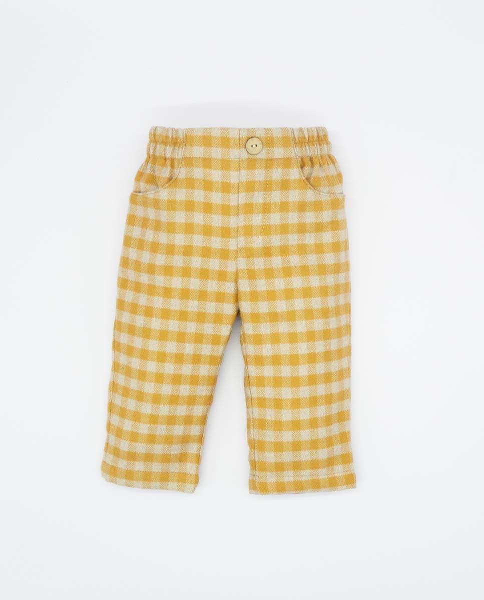 Хлопковые брюки горчичного цвета для мальчика Fina Ejerique, горчица