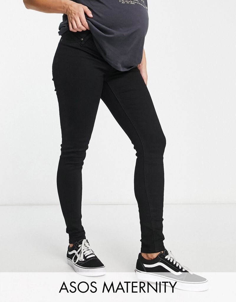

Черные джинсы скинни с выпуклостью ASOS DESIGN Maternity