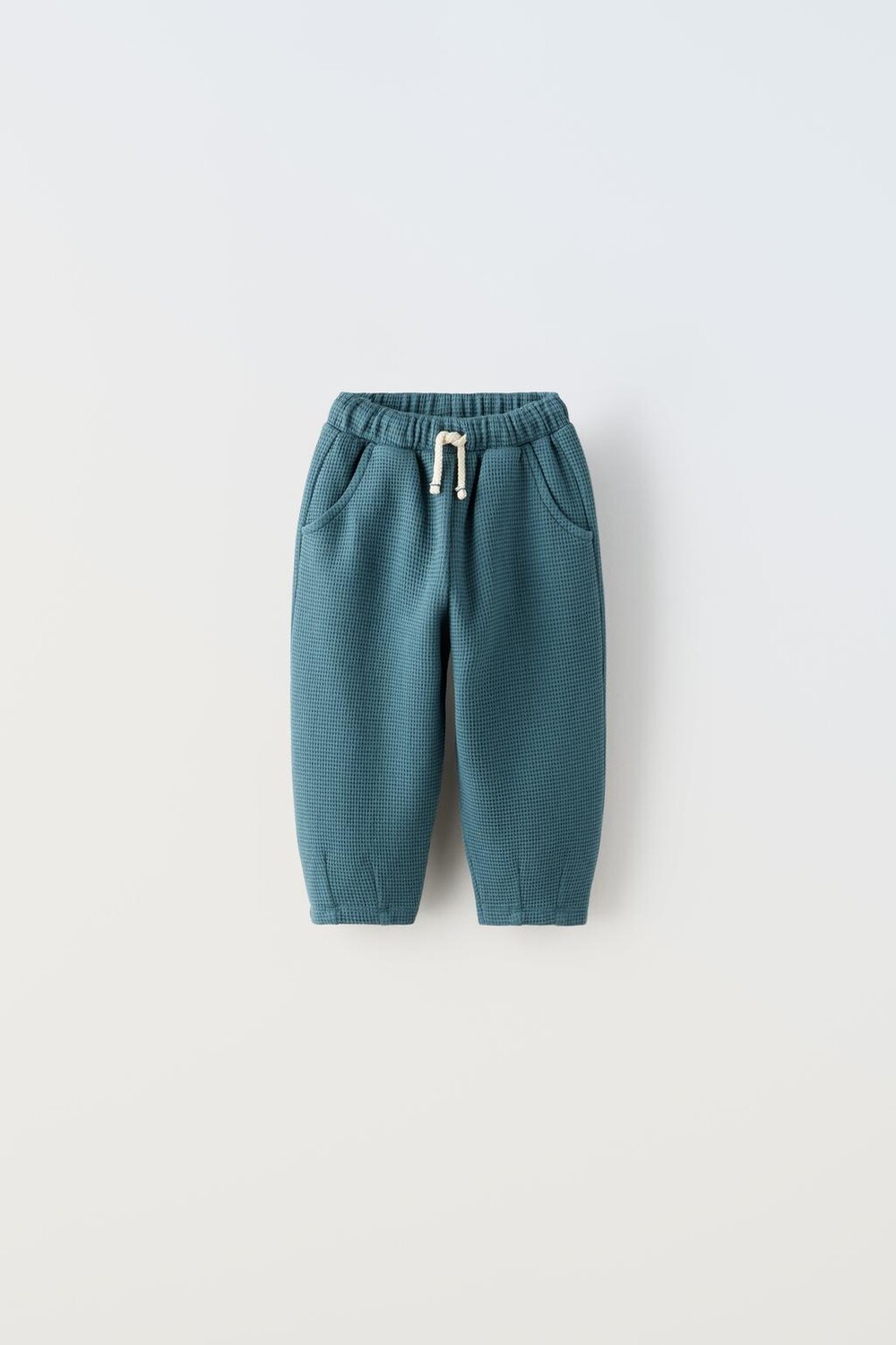 

Брюки с вафельной текстурой ZARA, средне-синий