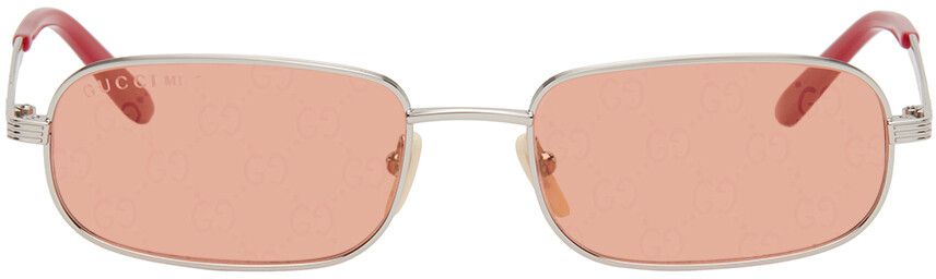 

Серебряные прямоугольные солнцезащитные очки Gucci