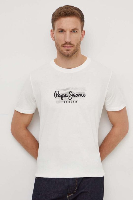 Хлопковая футболка Castle Pepe Jeans, бежевый