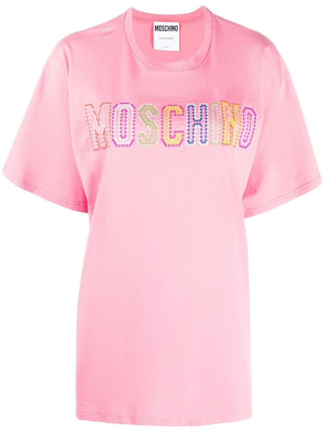

Moschino футболка с вышитым логотипом, розовый