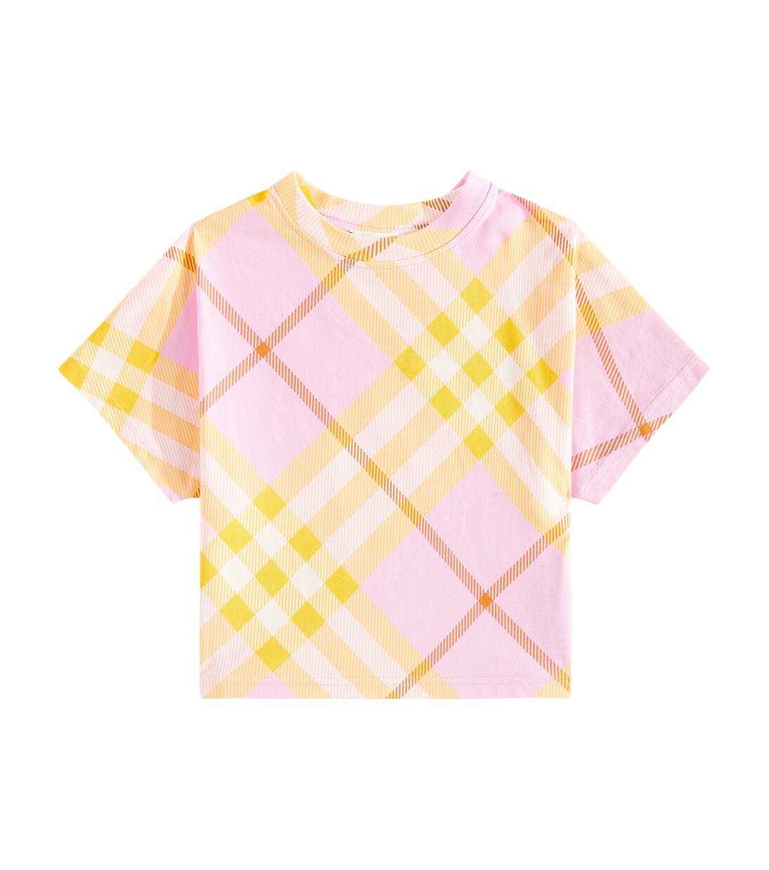 

Футболка из хлопкового джерси в клетку Burberry Burberry Kids, цвет carnation pink ip check