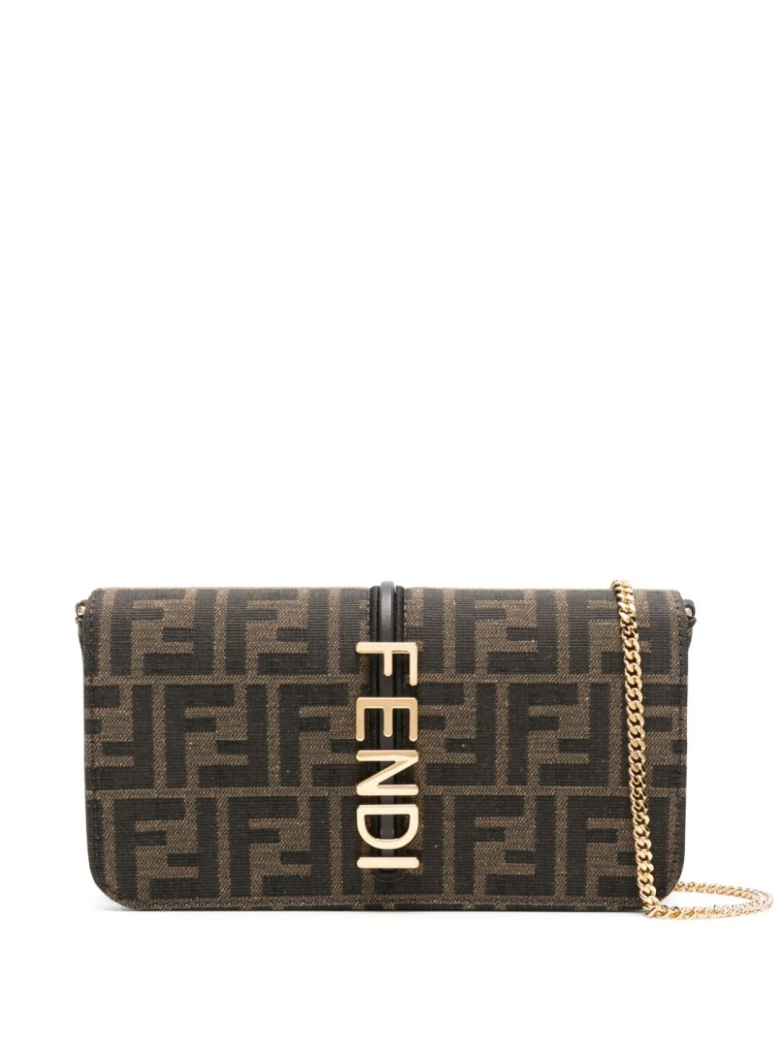 

FENDI жаккардовый кошелек Fendigraphy с цепочкой, коричневый