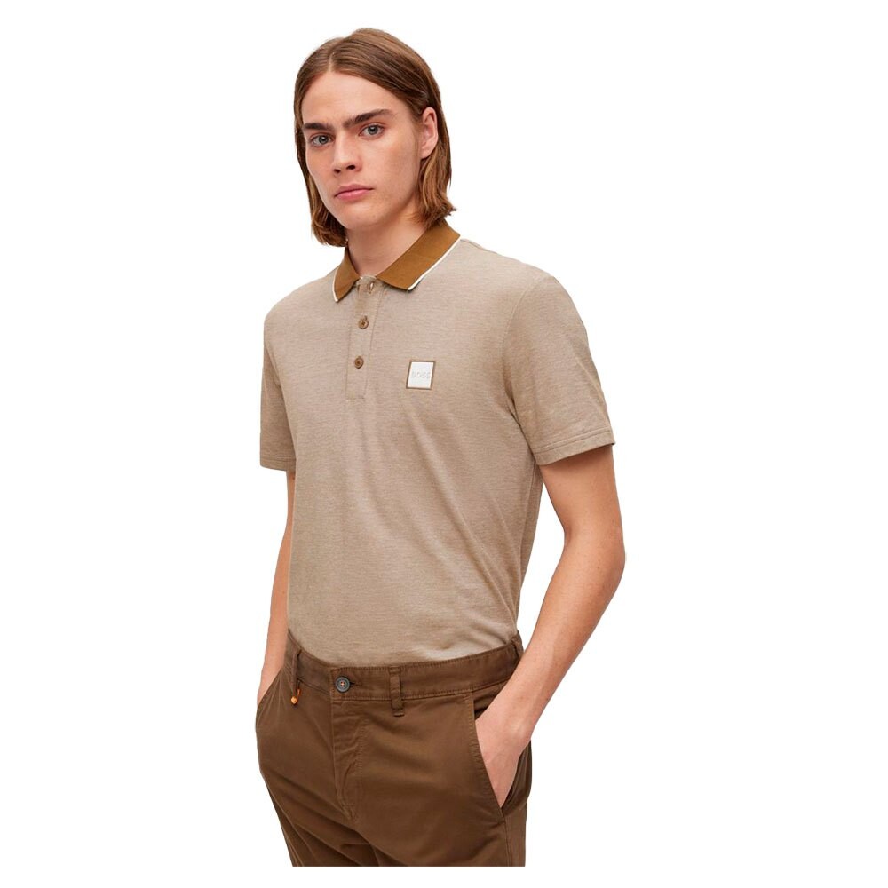 

Поло с коротким рукавом BOSS Pe Oxford, бежевый