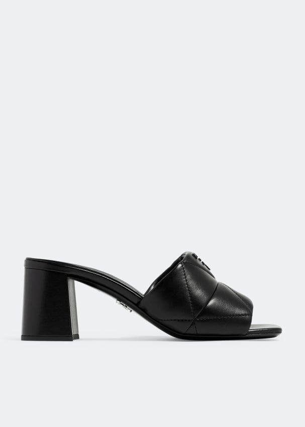 Сандалии Prada Quilted Nappa Leather Heeled, черный женские босоножки на массивном каблуке туфли на платформе с открытым носком и перекрестными ремешками туфли фиолетового цвета 2024
