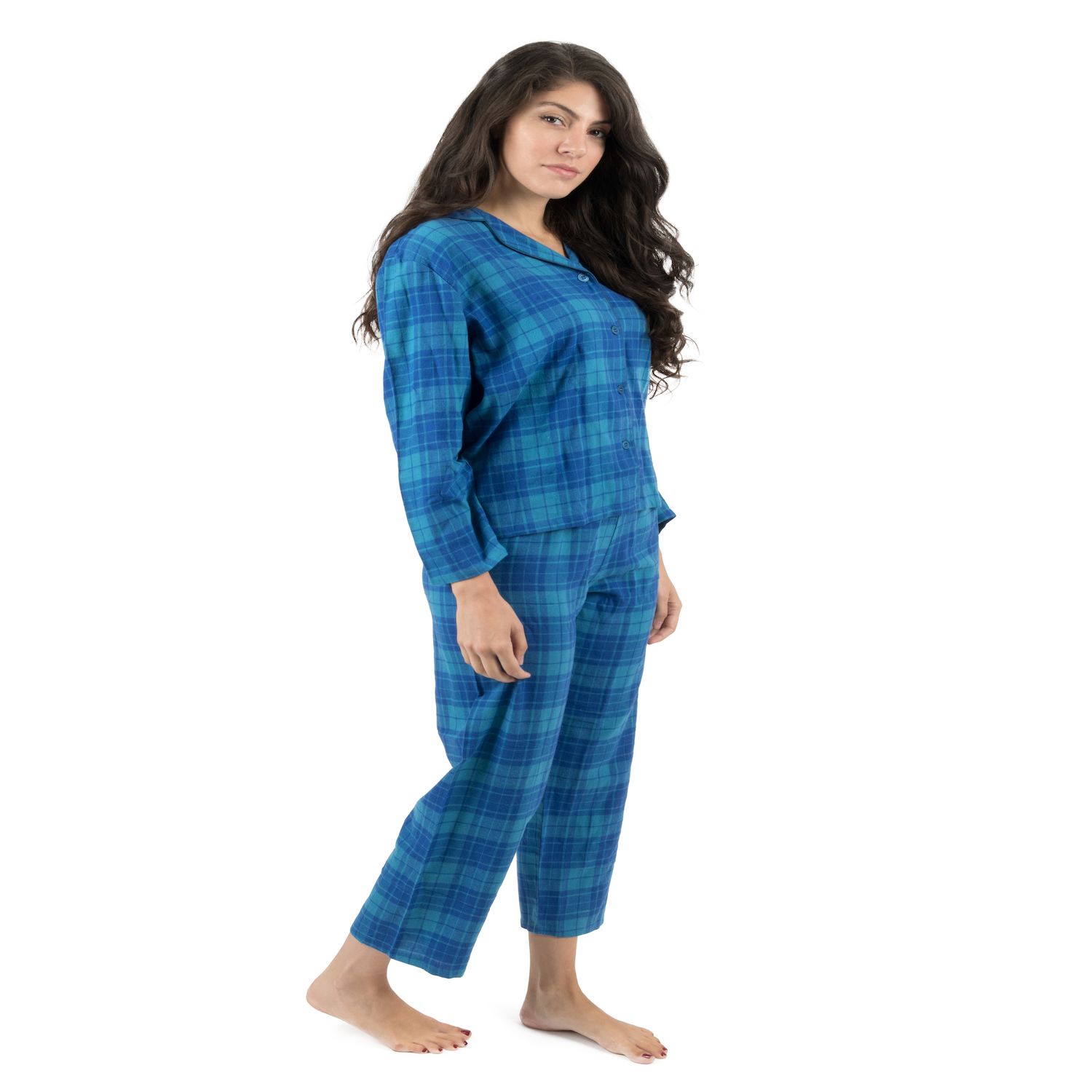 Женские пижамы Leveret, хлопковый верх, фланелевые брюки, клетчатая ткань Leveret
