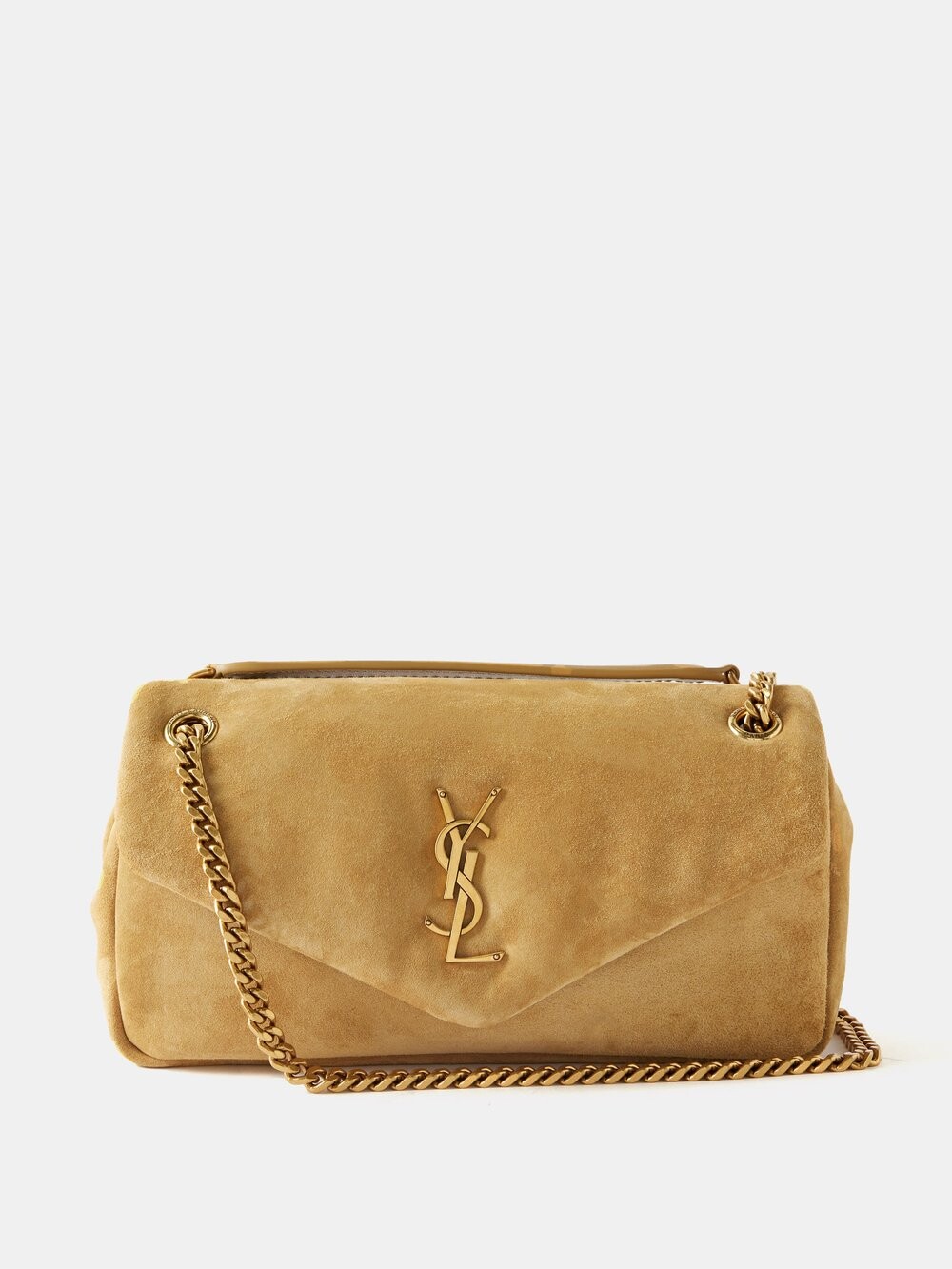 

Замшевая сумка на плечо calypso ysl с металлической пластинкой Saint Laurent, коричневый