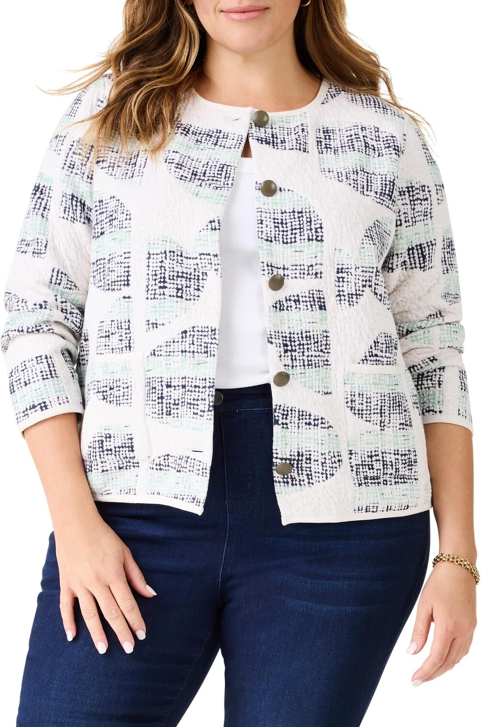 

Куртка NIC+ZOE Plus Size Circle Sequence Knit Jacket, цвет Cream Multi