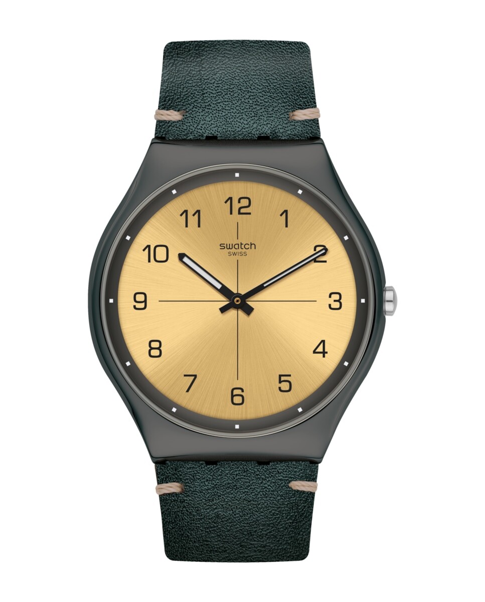 

Часы Trovalized с зеленым кожаным ремешком Swatch, зеленый