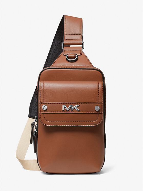 Средняя кожаная сумка-слинг Varick Michael Kors Mens, коричневый