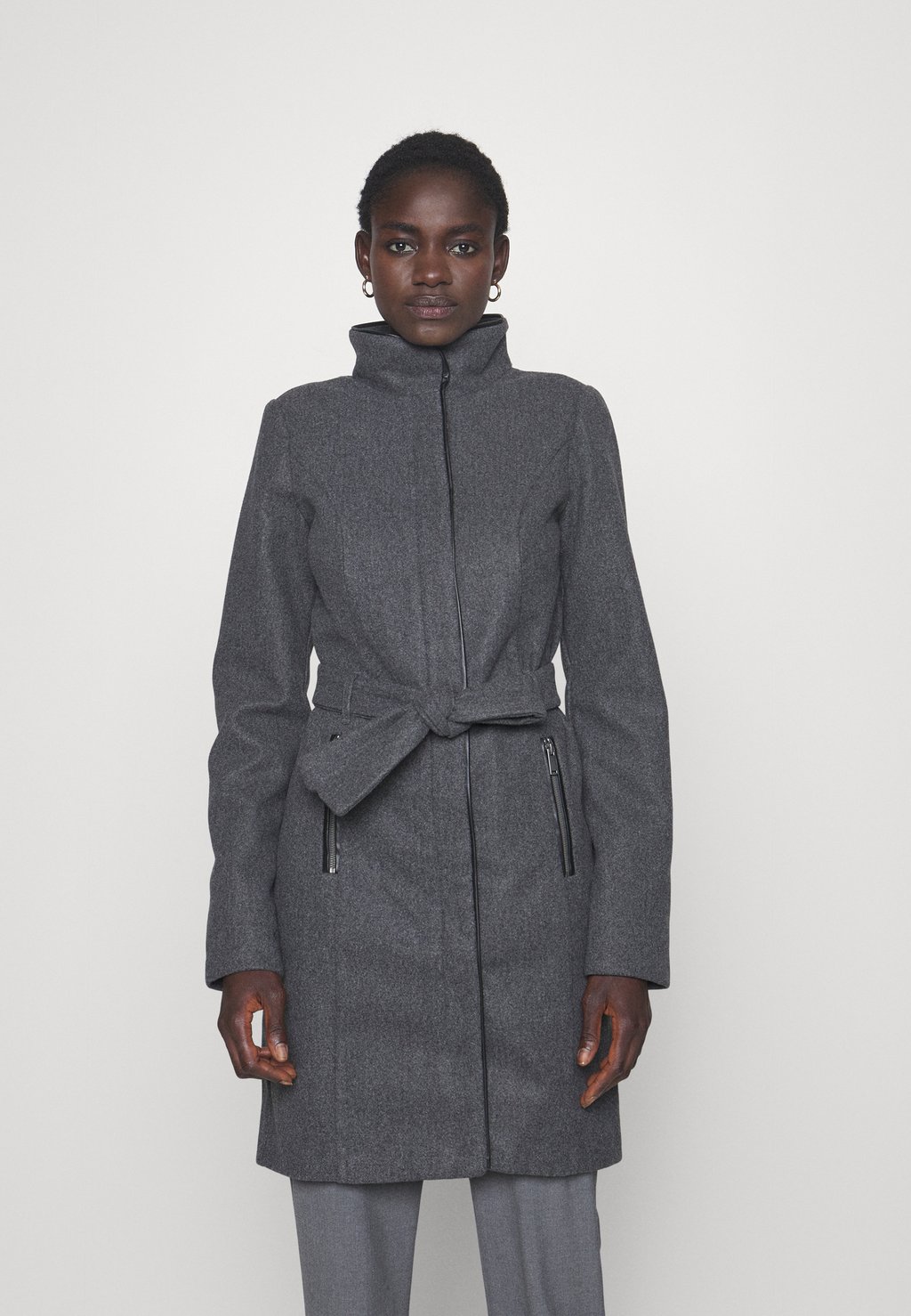 Классическое пальто VMPOP BESSY Vero Moda Tall, темно-серый меланж тренч vero moda темно серый
