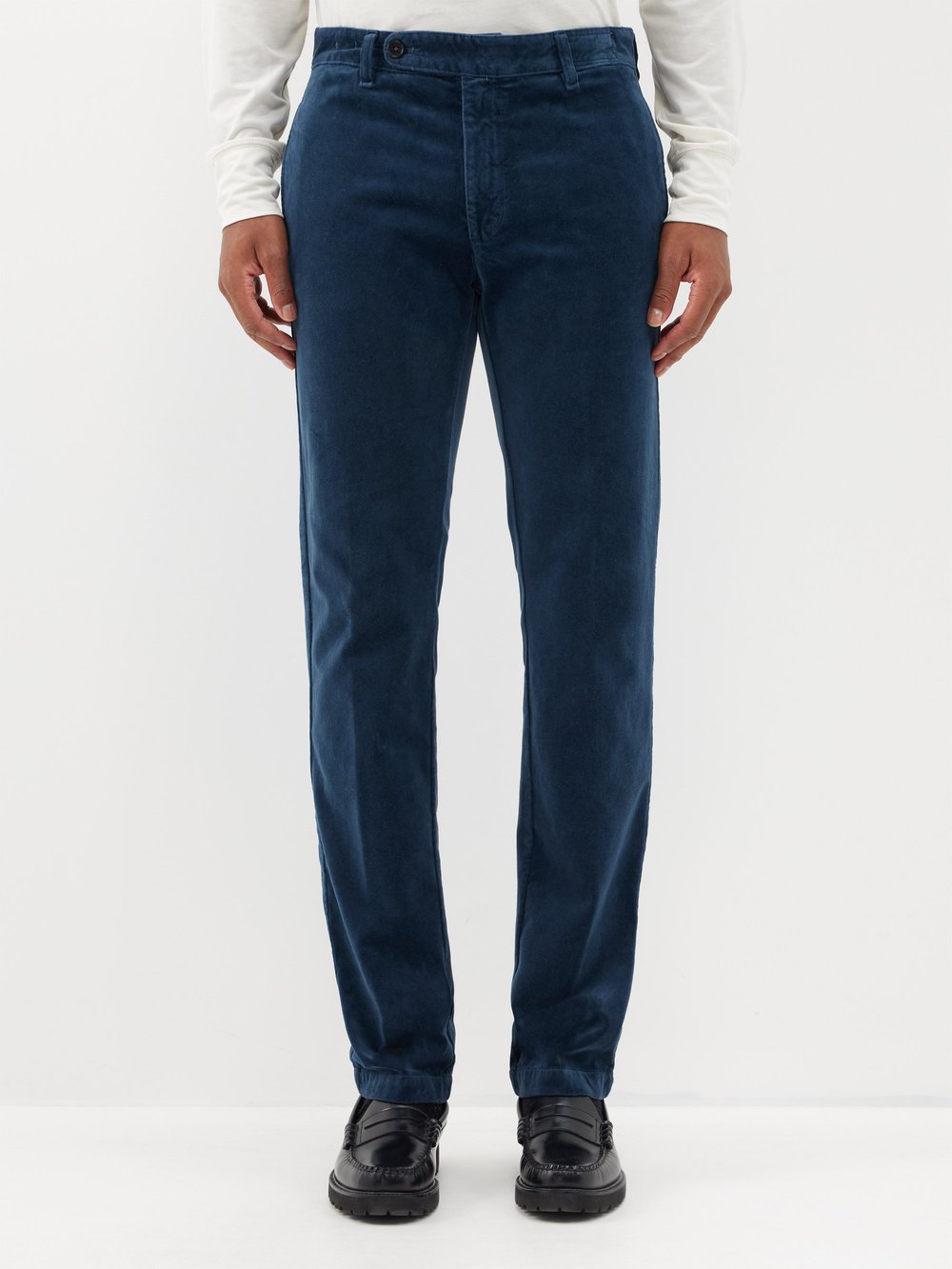Узкие брюки winch из хлопкового бархата Massimo Alba, синий цена и фото