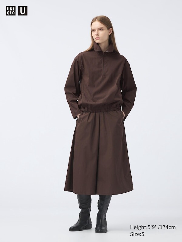 

Объемная юбка из хлопчатобумажной смеси Uniqlo, коричневый