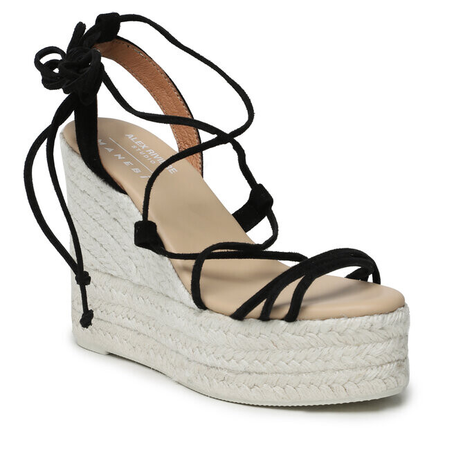Эспадрильи Manebi Lace-UpWedge Espadrilles, черный