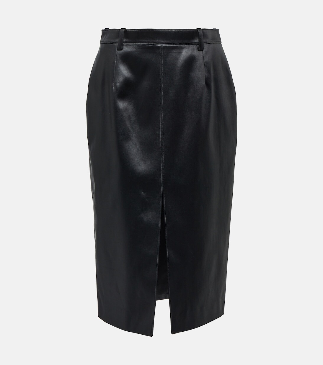 

Юбка-карандаш из смесового хлопка с покрытием Saint Laurent, черный