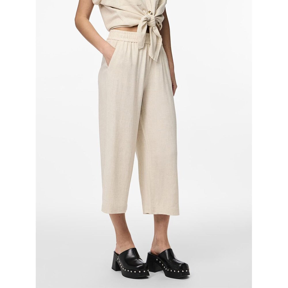 

Брюки Pieces Vinsty Culotte Fit High Waist, бежевый