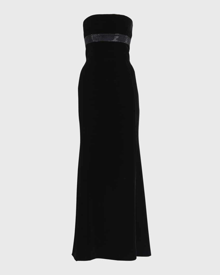 

Бархатное платье без бретелек, украшенное стразами Giorgio Armani