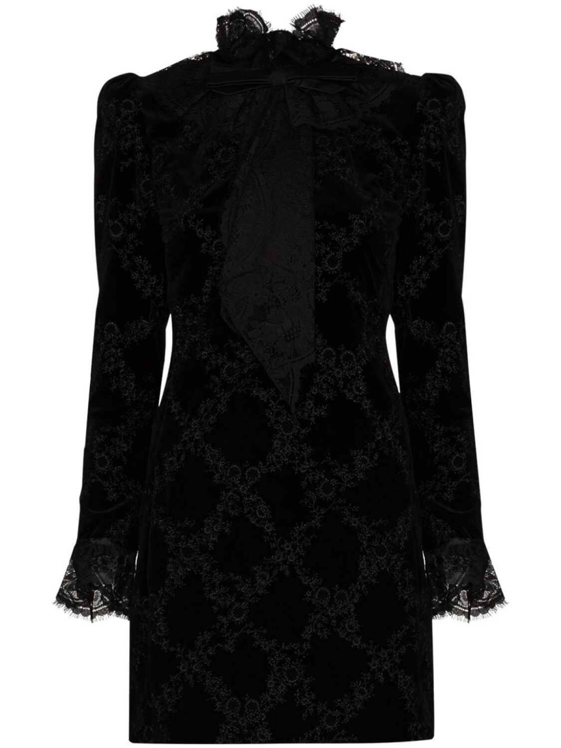 

Платье мини с завязками на воротнике Saint Laurent, черный