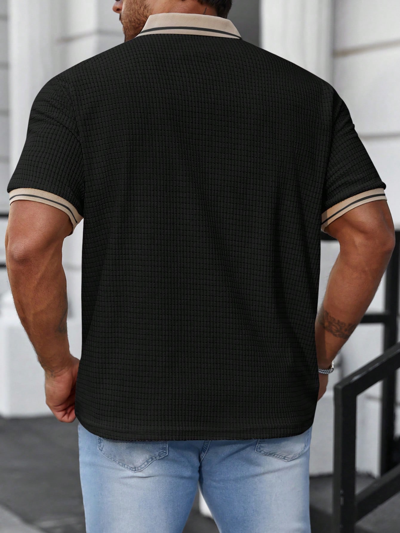 Мужская рубашка-поло больших размеров Manfinity Homme с цветными блоками, черный