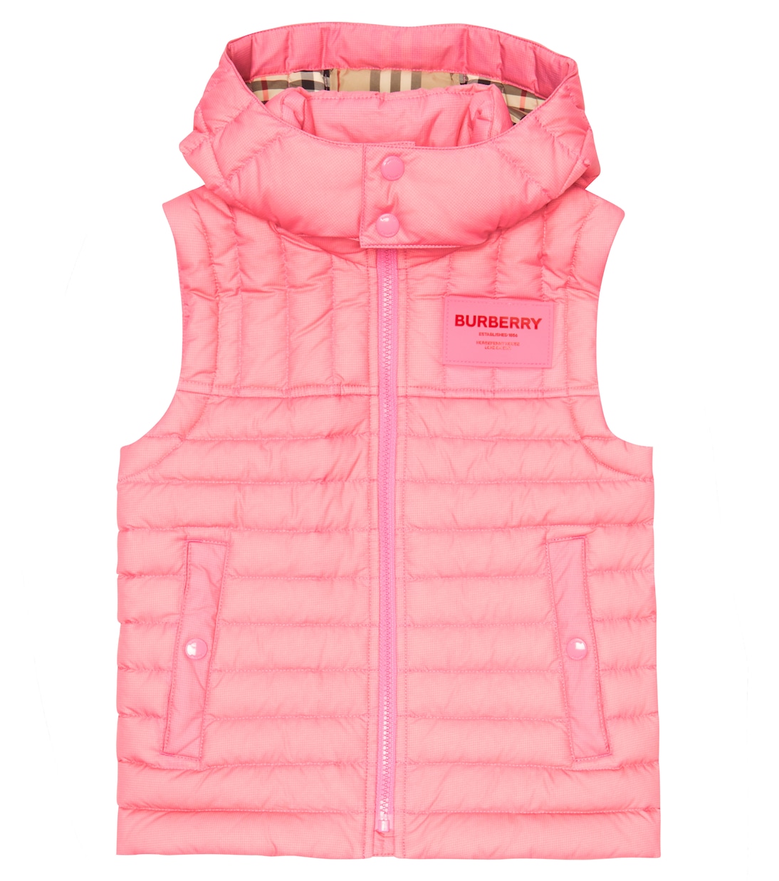 

Стеганый пуховик Burberry Kids, розовый