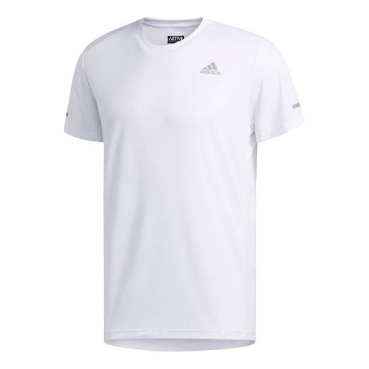 Футболка adidas Run It Tee M Logo Training Sports Short Sleeve White, белый