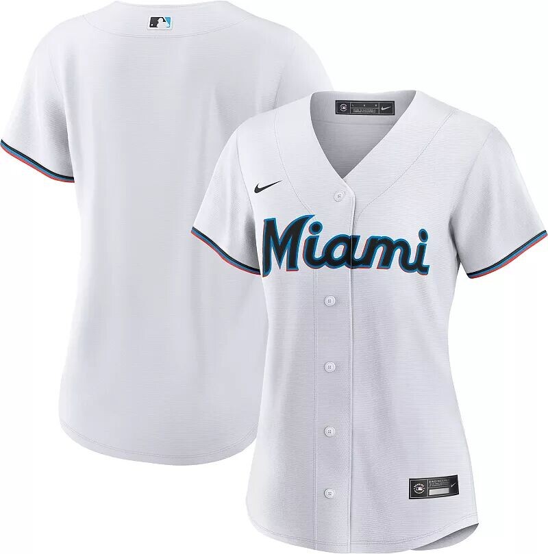 

Женская реплика Nike Miami Marlins Blank White Cool Base Джерси