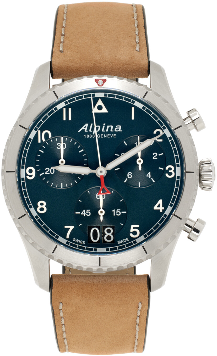 

Коричневые кварцевые часы Startimer Pilot с хронографом Alpina