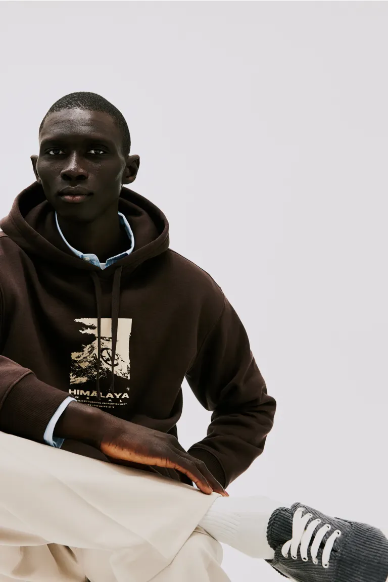 

Толстовка свободного кроя с принтом H&M, коричневый