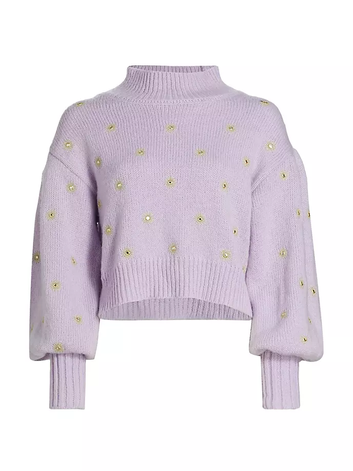 

Зеркальный свитер с объемными рукавами Farm Rio, цвет soft lilac