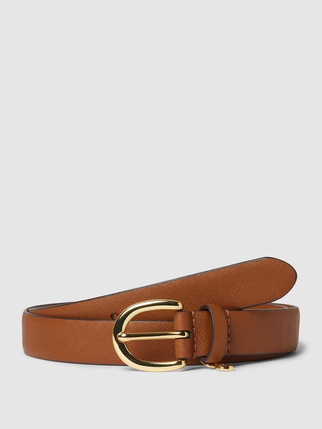 

Ремень кожаный с мелким структурным узором, модель "ШАРМ" Lauren Ralph Lauren, коньячный цвет