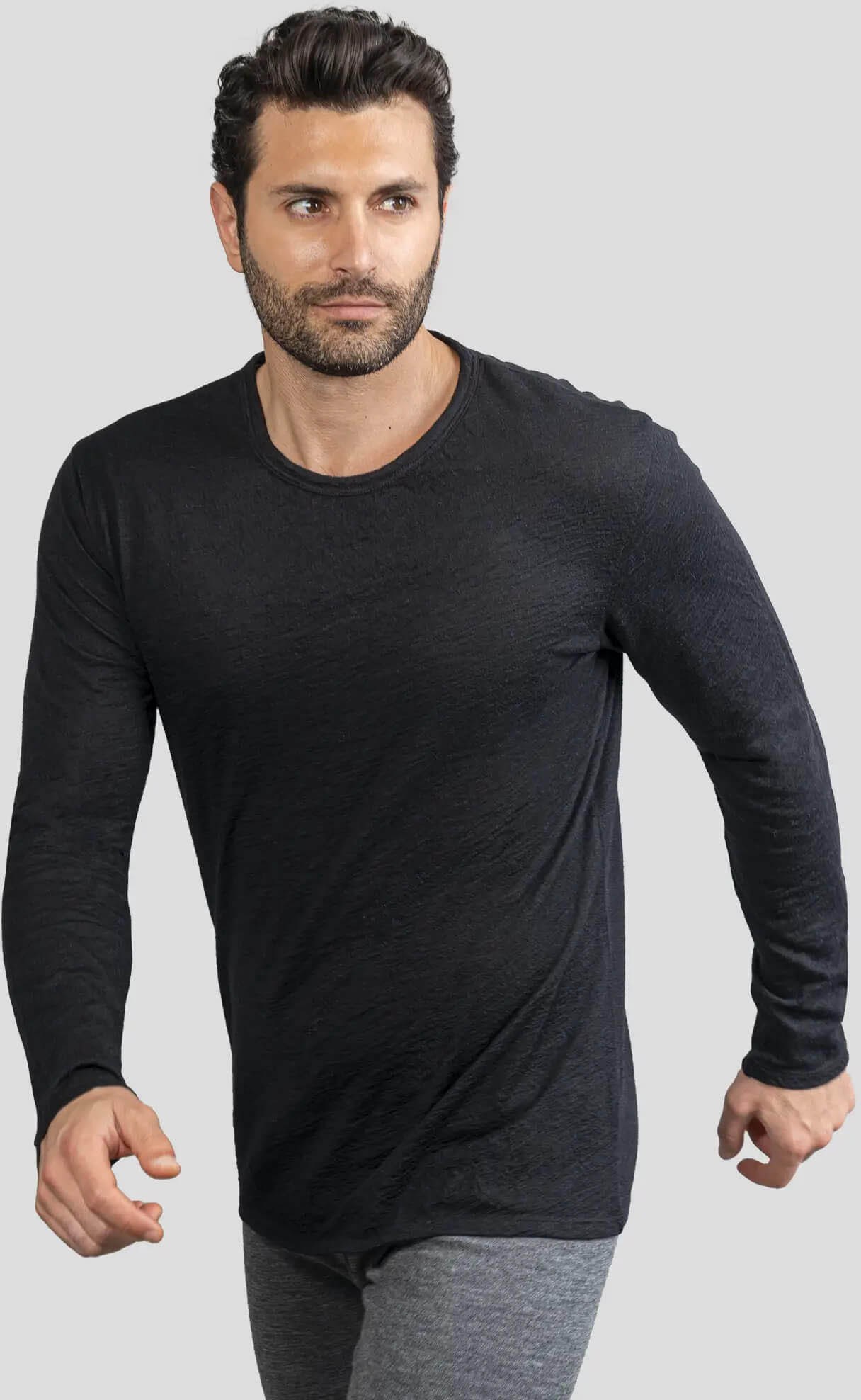 160 Сверхлегкая базовая рубашка с длинными рукавами из шерсти альпаки — мужская Arms of Andes, черный