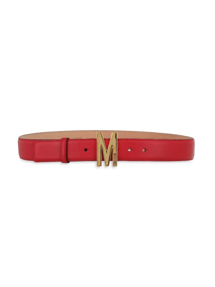 

Кожаный ремень с логотипом Moschino, красный